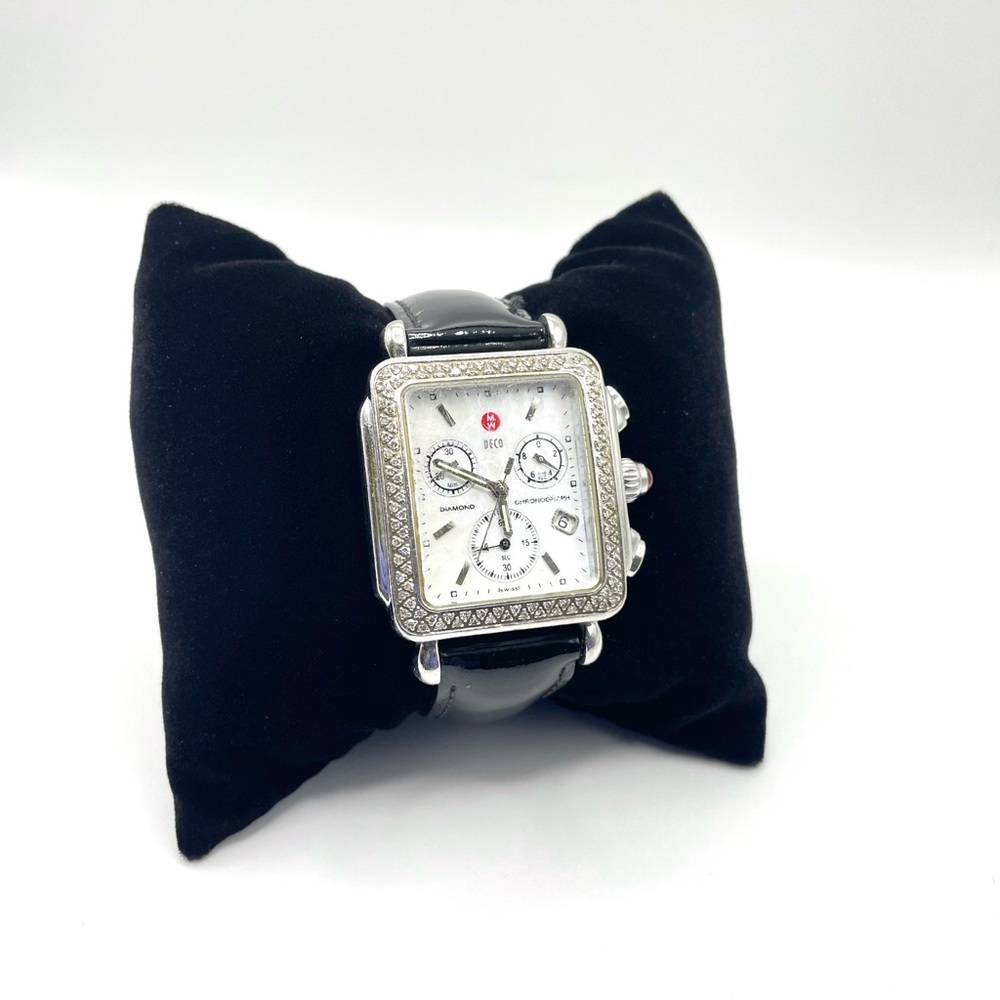 Michele Deco Stainless Steel Diamond Watch